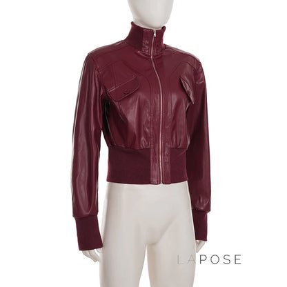 Florencia Cropped Faux Leather Jacket