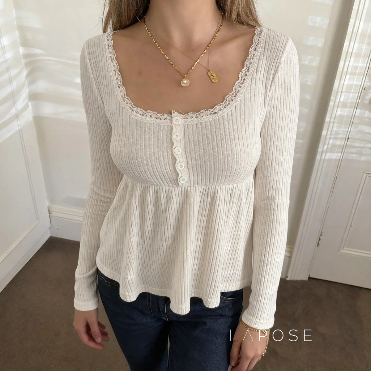 Goddess Knit Lace Square Top