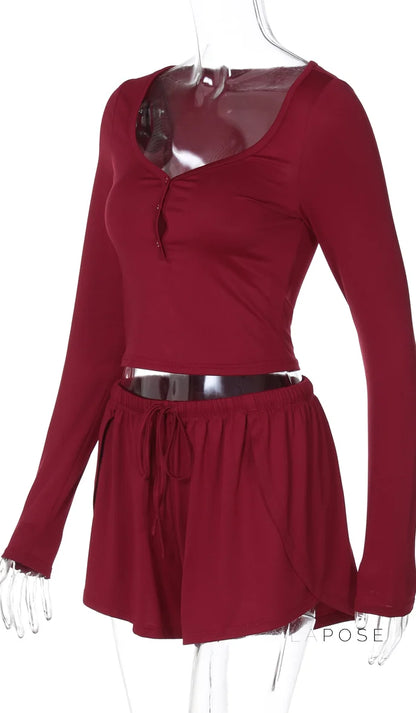 Grayce Button-Front Short Set