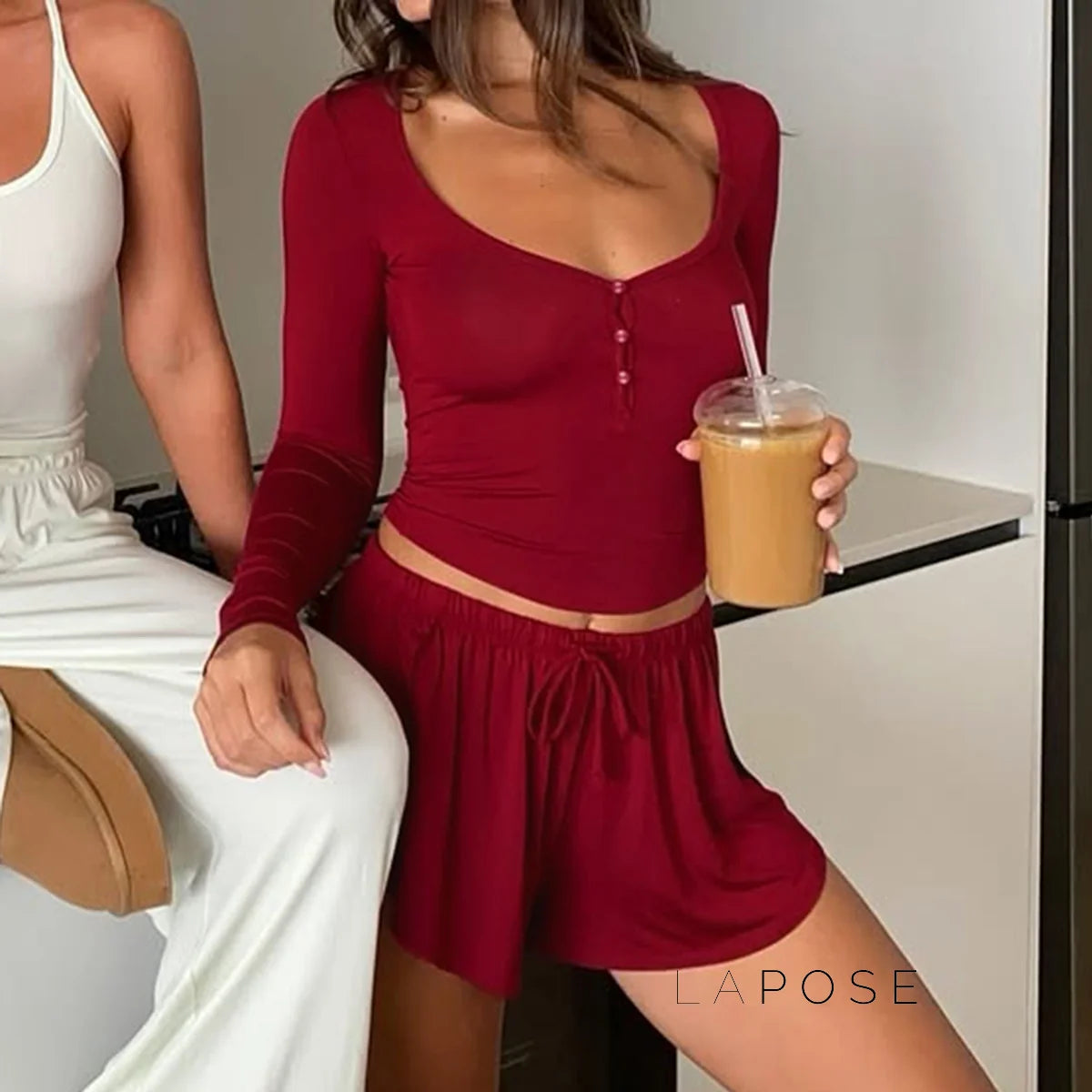 Grayce Button-Front Short Set