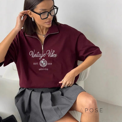 Haizlee Contrast Embroidered Polo Tee
