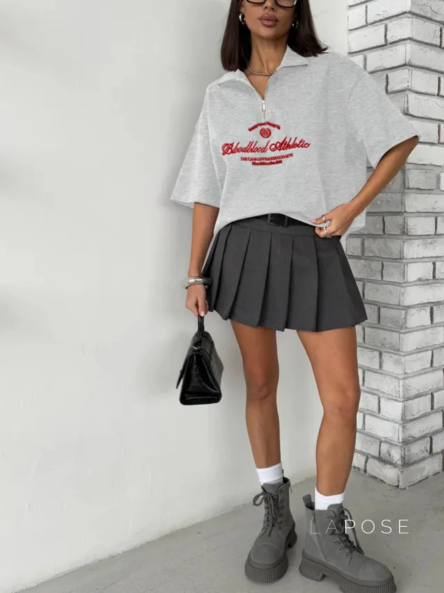 Haizlee Contrast Embroidered Polo Tee