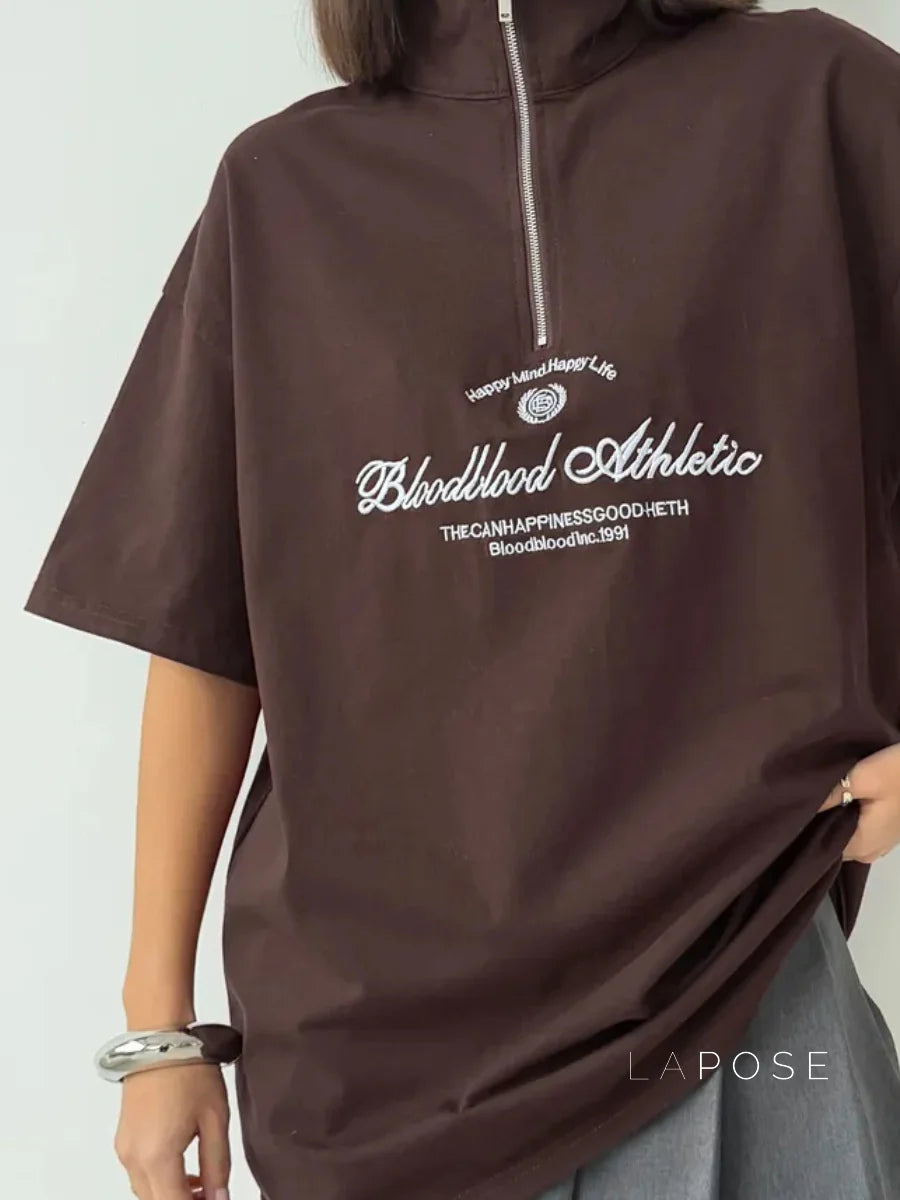 Haizlee Contrast Embroidered Polo Tee