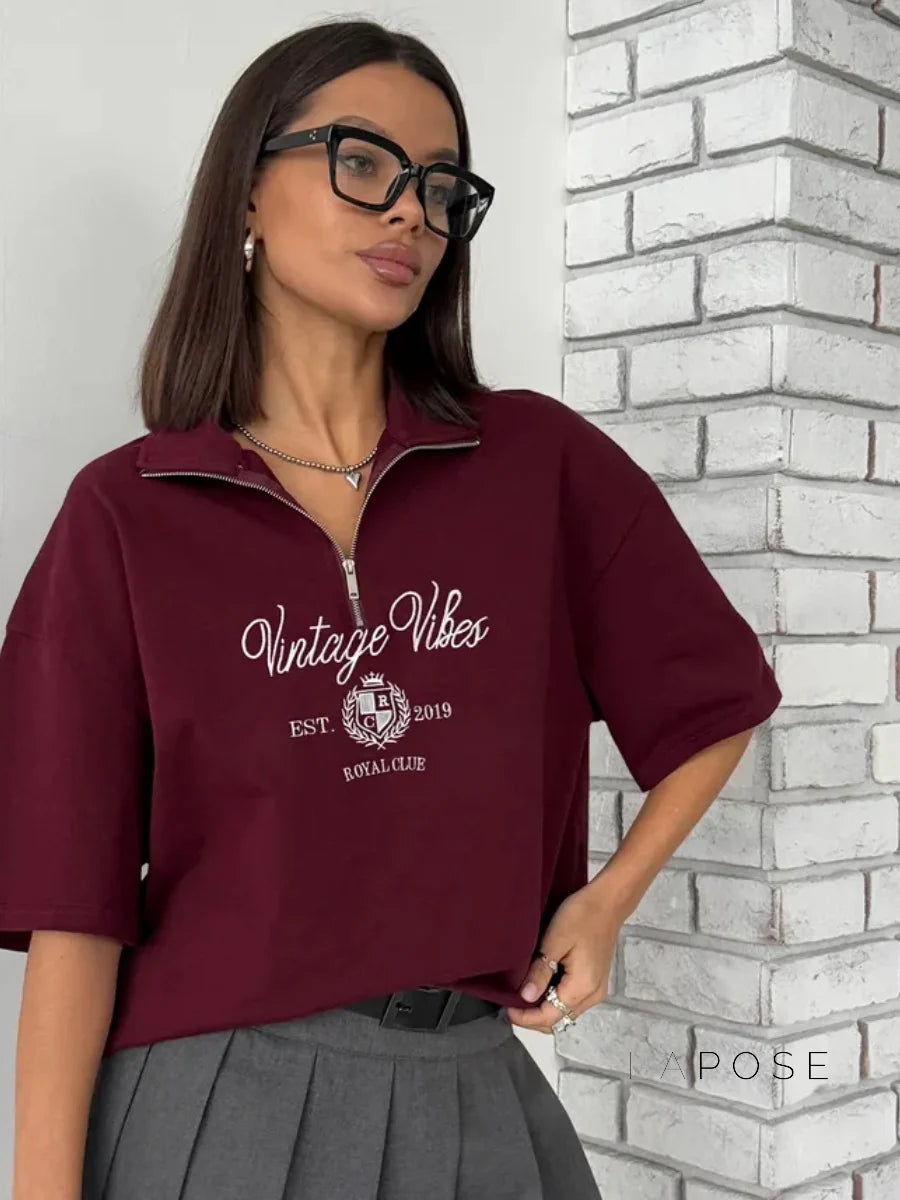 Haizlee Contrast Embroidered Polo Tee