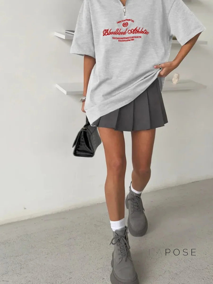 Haizlee Contrast Embroidered Polo Tee