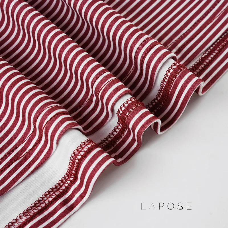 Haley Red Striped Lace Top
