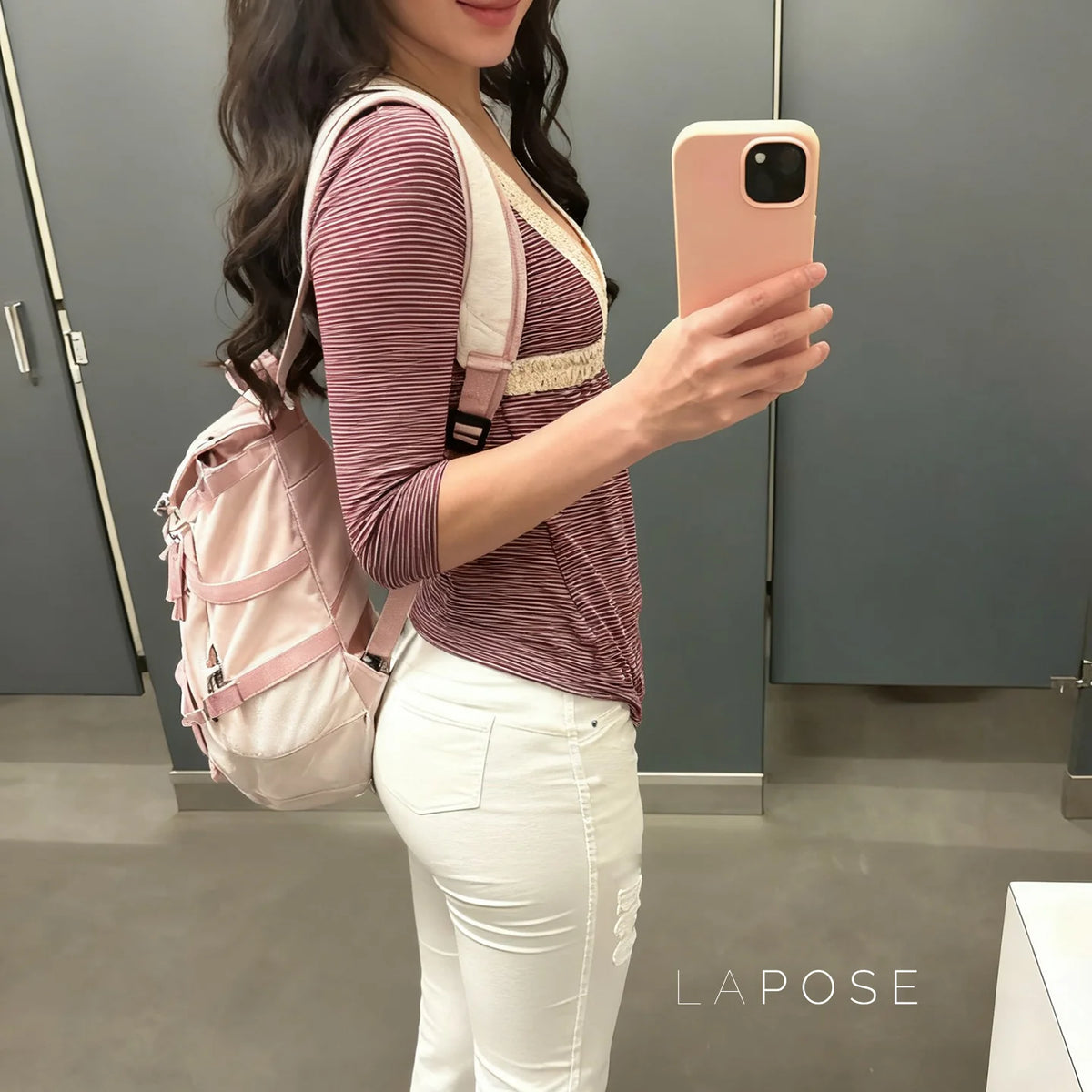 Haley Red Striped Lace Top