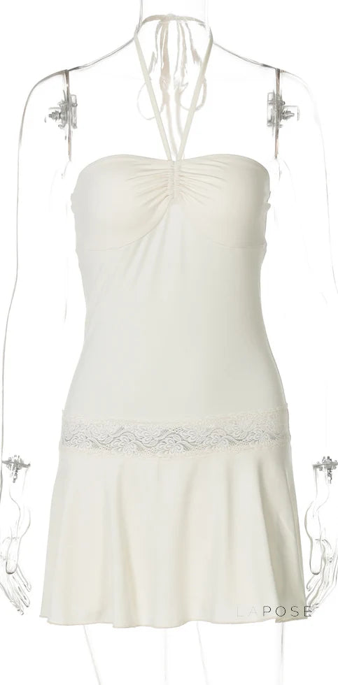 Haydee Lace Halter Mini Dress