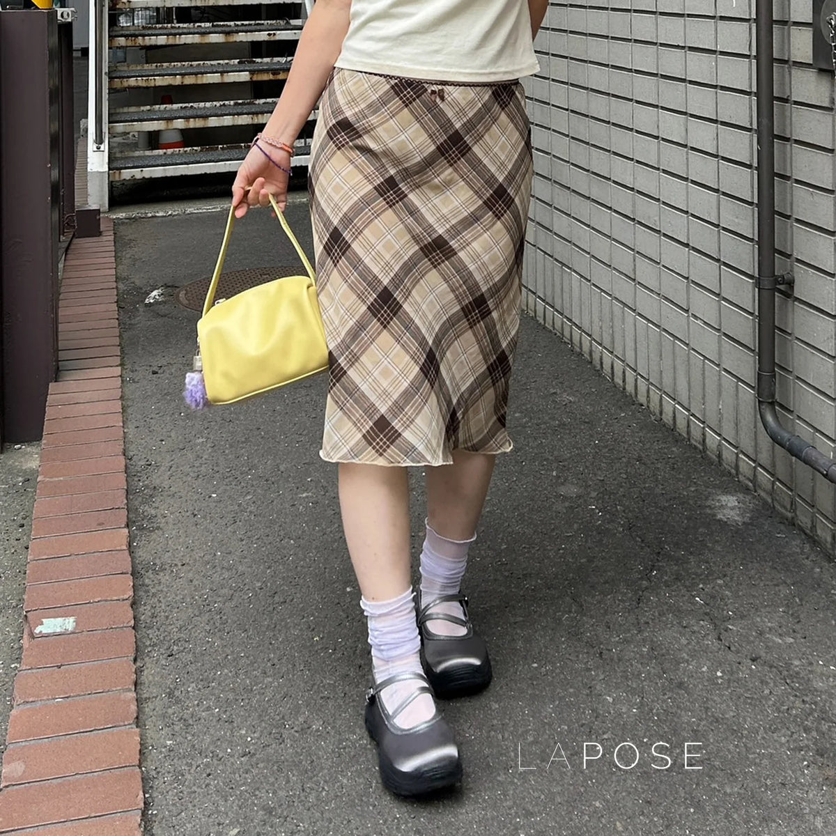 Hayzlee Plaid Bow Midi Skirt