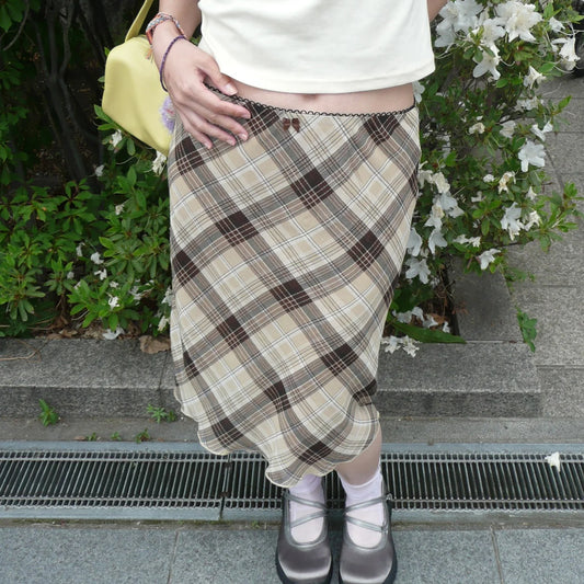 Hayzlee Plaid Bow Midi Skirt