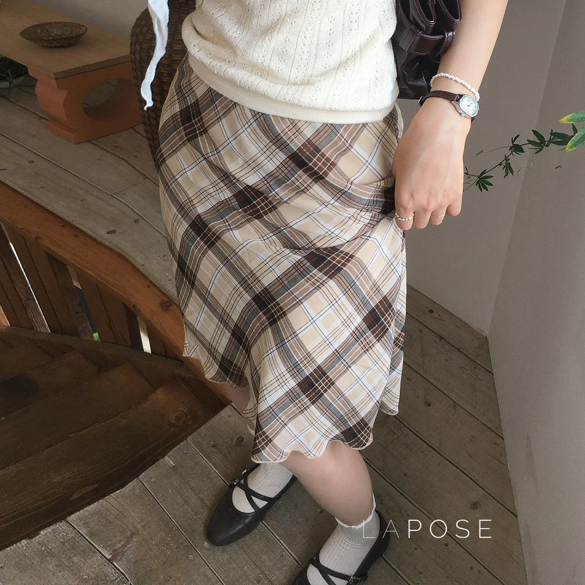 Hayzlee Plaid Bow Midi Skirt