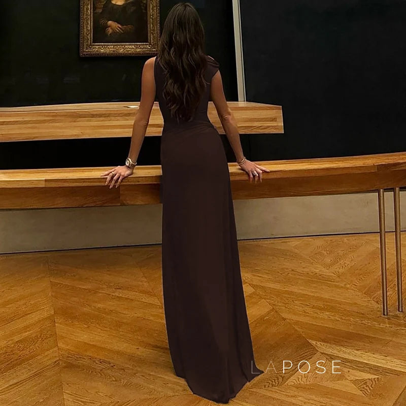 Hazelynn One Shoulder Mesh Maxi Dress