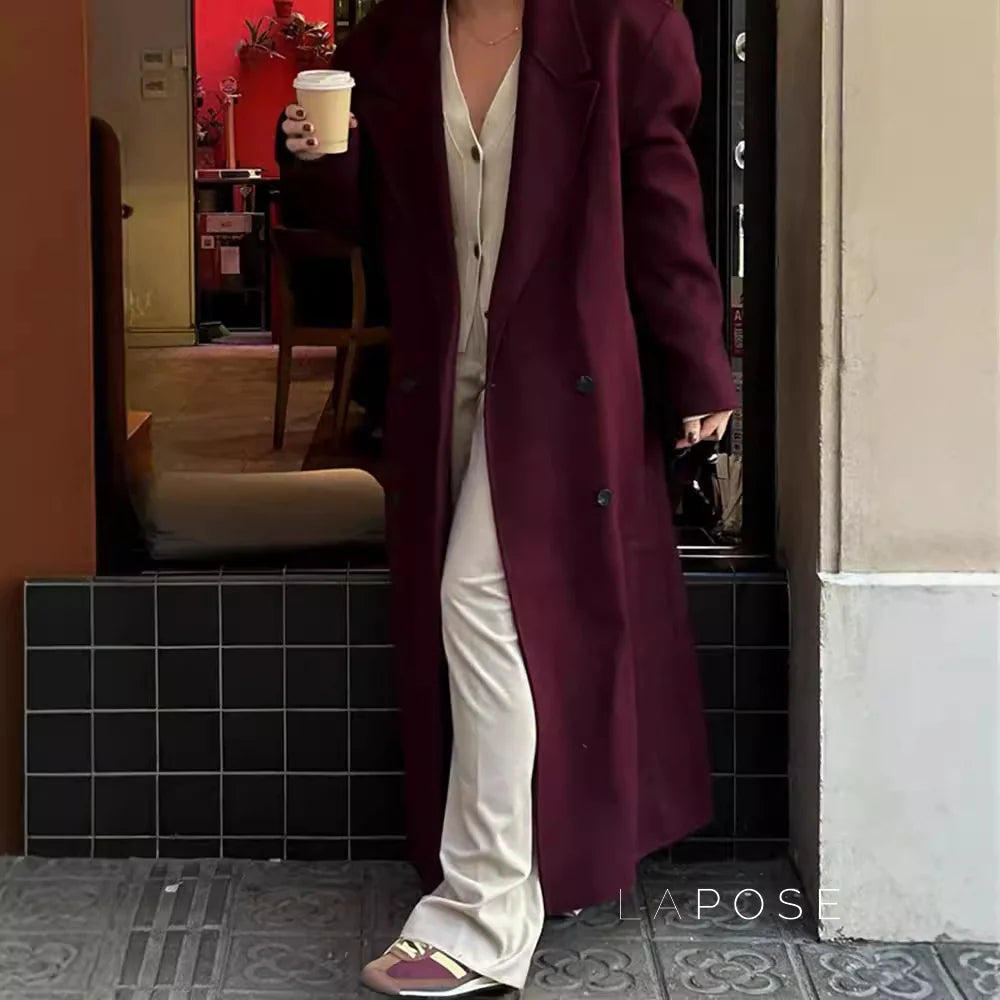 Heavenleigh Wine Red Long Coat
