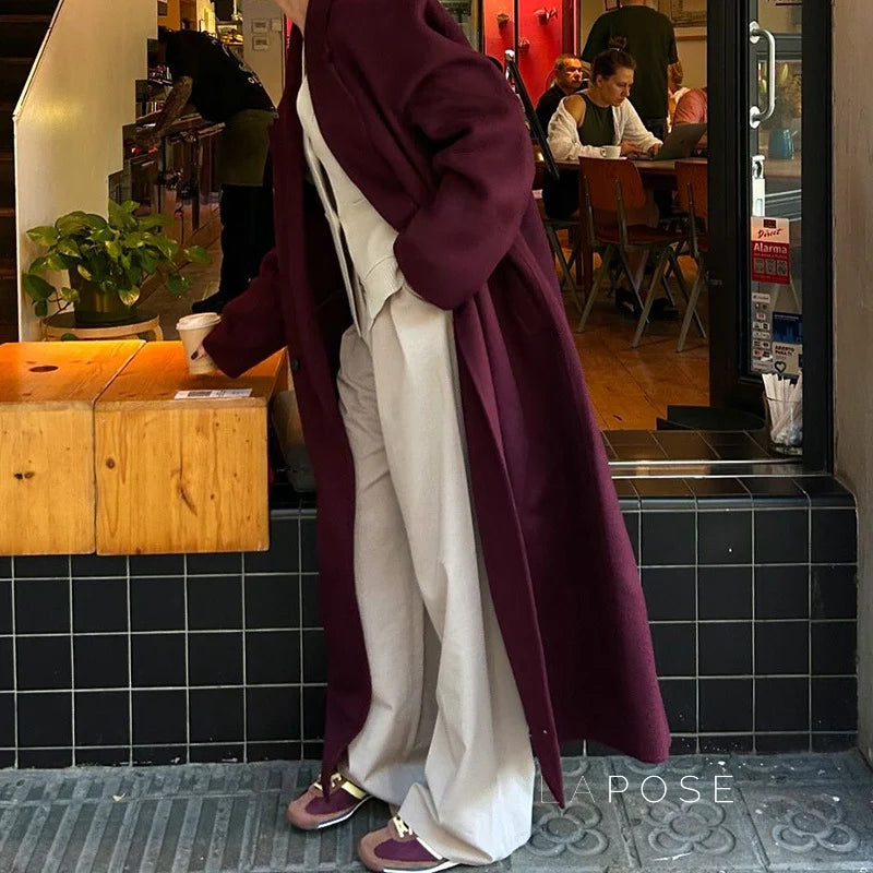 Heavenleigh Wine Red Long Coat