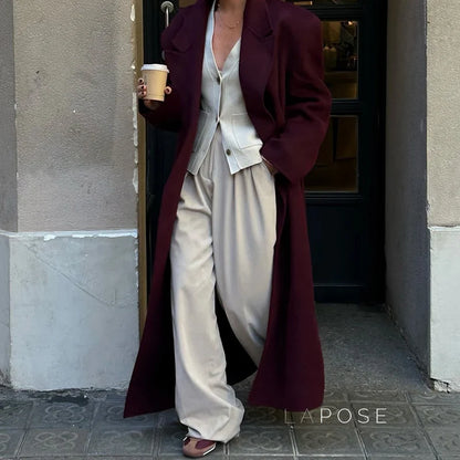 Heavenleigh Wine Red Long Coat