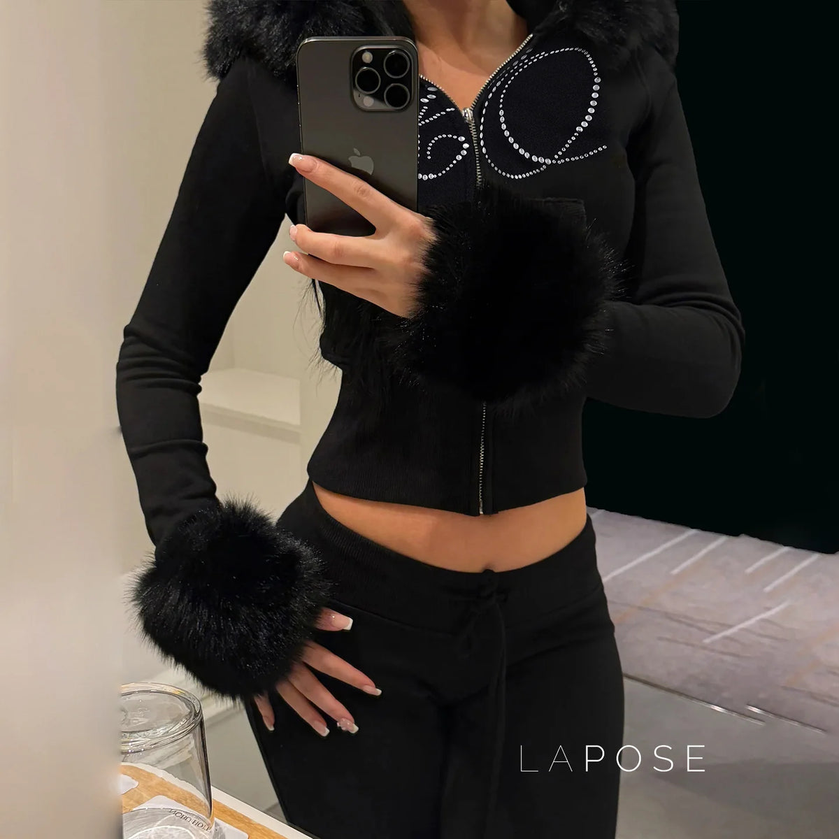 Hendrix Fluffy Rhinestone Lounge Set