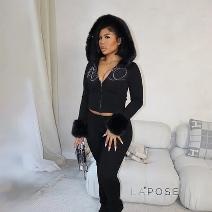 Hendrix Fluffy Rhinestone Lounge Set