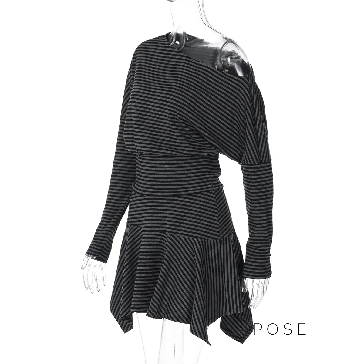 Indya Striped Off-Shoulder Skirt Set