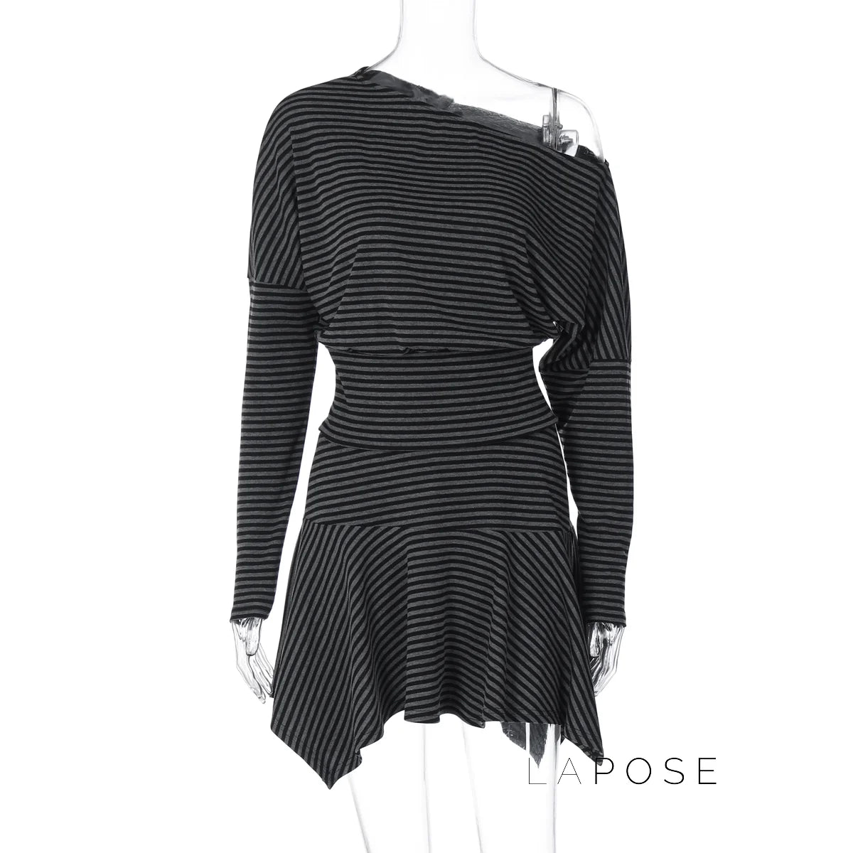 Indya Striped Off-Shoulder Skirt Set