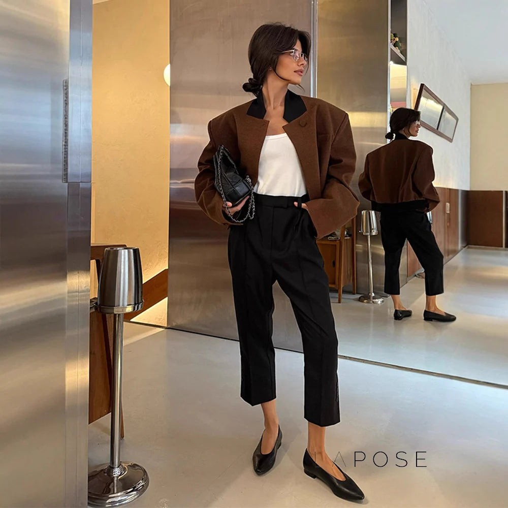 Isela Padded Shoulder Cropped Jacket