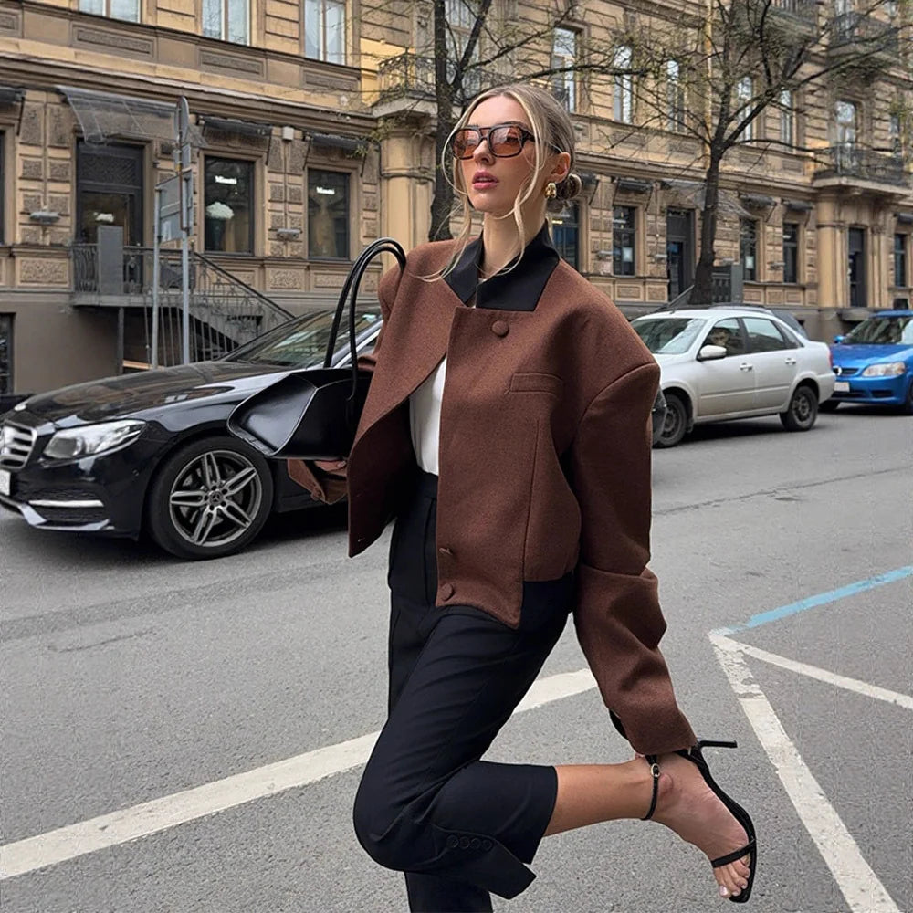 Isela Padded Shoulder Cropped Jacket