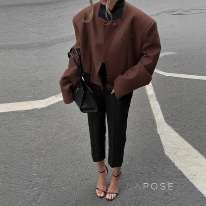 Isela Padded Shoulder Cropped Jacket
