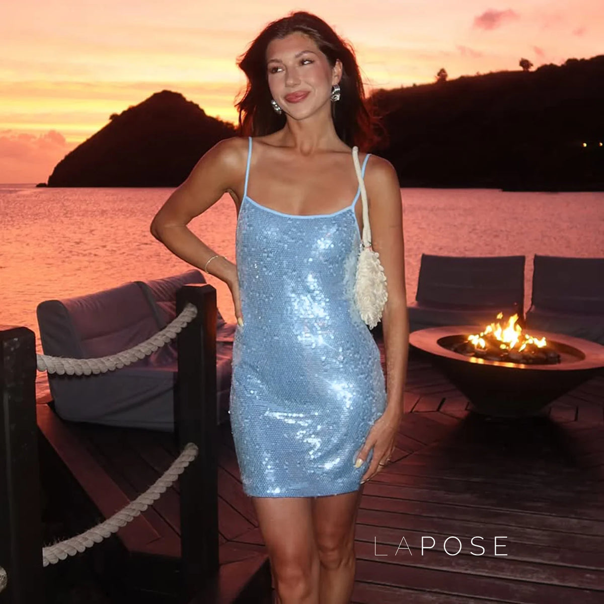 Issabella Blue Sequin Mini Dress