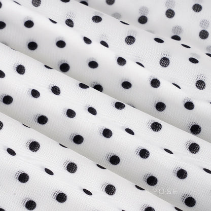 Izel Polka Dot Mesh Midi Skirt