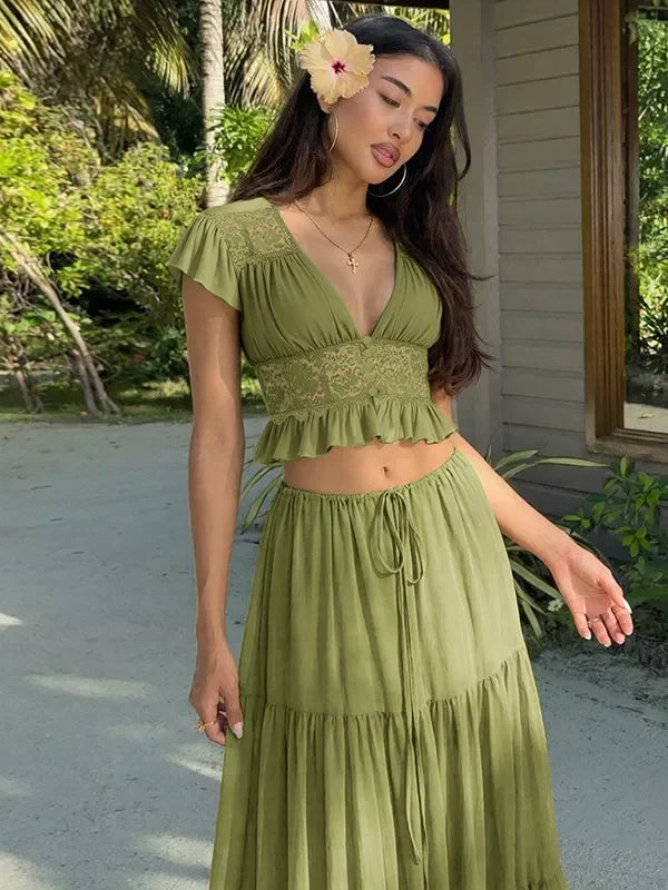 Jaiden Chiffon Lace Maxi Set