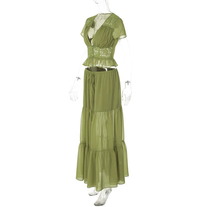 Jaiden Chiffon Lace Maxi Set