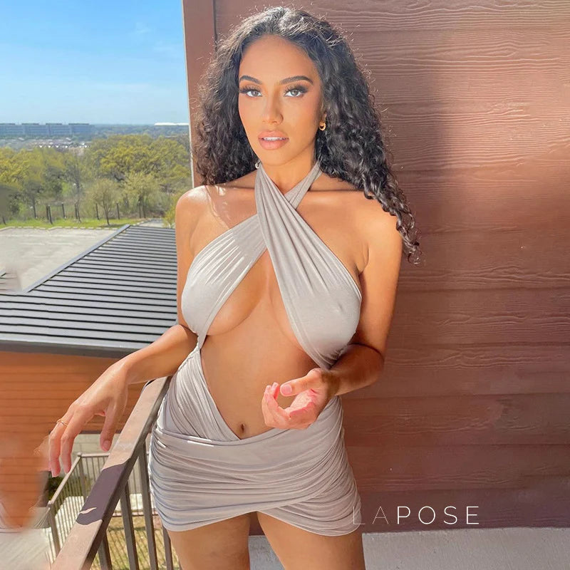 Jayani Halter Cut-Out Mini Dress