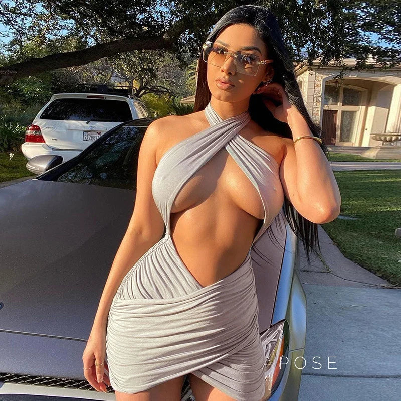 Jayani Halter Cut-Out Mini Dress