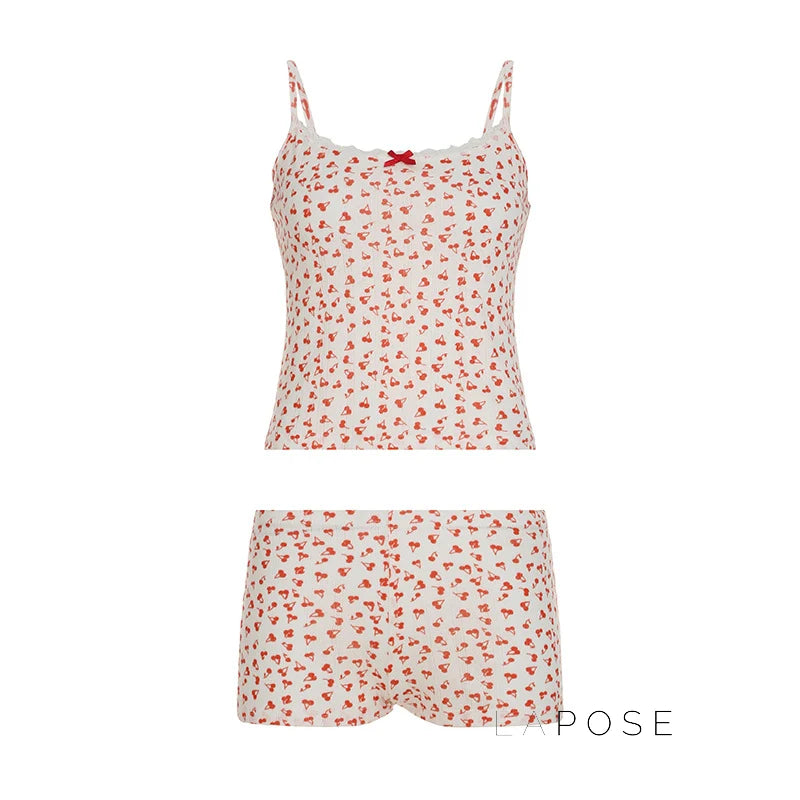 Jaycie Cherry Print Lounge Set