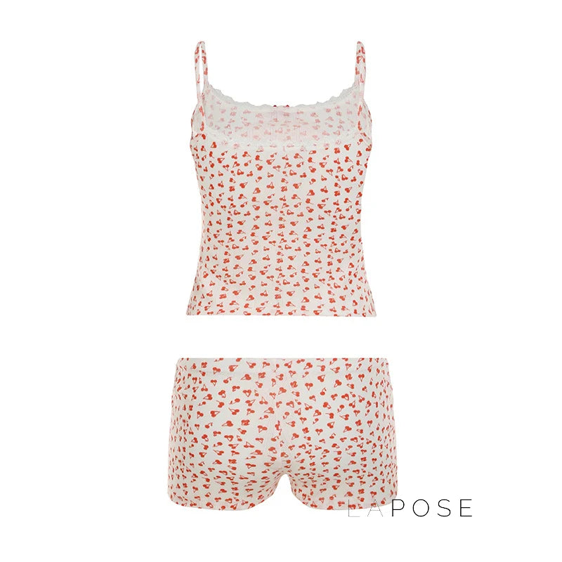 Jaycie Cherry Print Lounge Set
