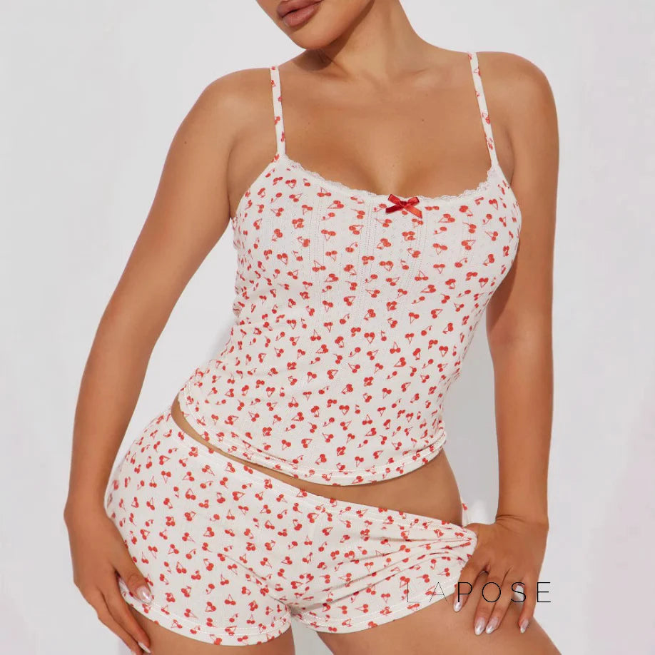 Jaycie Cherry Print Lounge Set