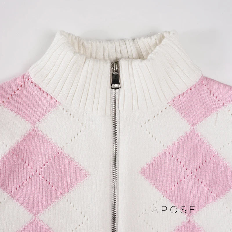 Jenesis Plaid Knit Cardigan