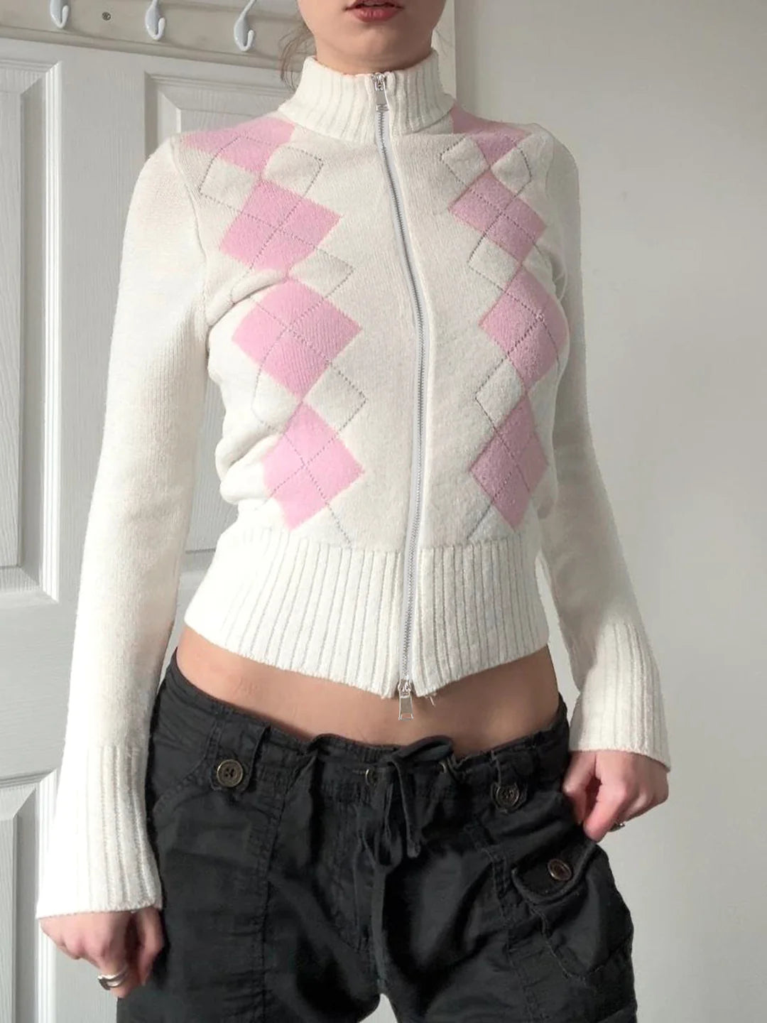 Jenesis Plaid Knit Cardigan