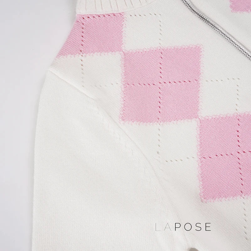 Jenesis Plaid Knit Cardigan