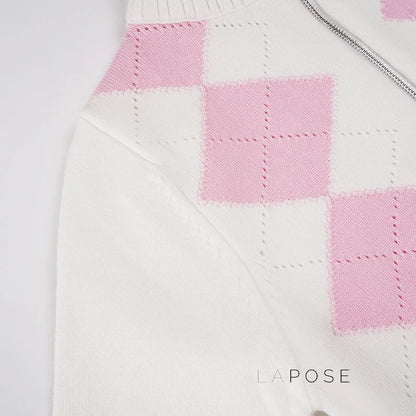 Jenesis Plaid Knit Cardigan