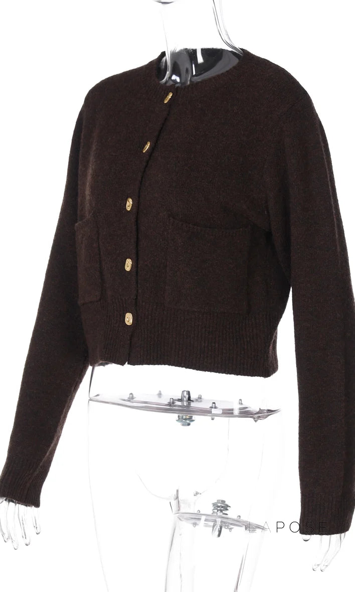 Jennah Coffee Knit Cardigan