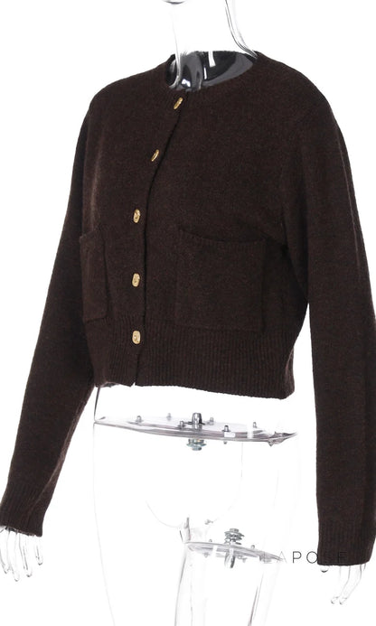 Jennah Coffee Knit Cardigan