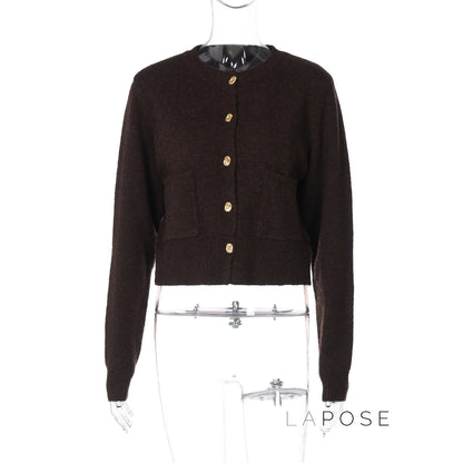 Jennah Coffee Knit Cardigan