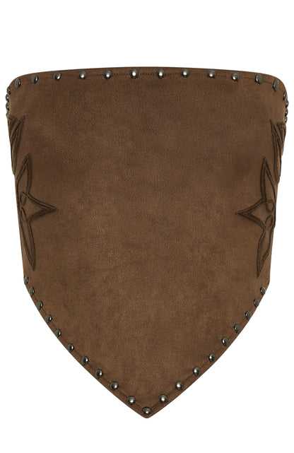 Jood Studded Strapless Suede Top