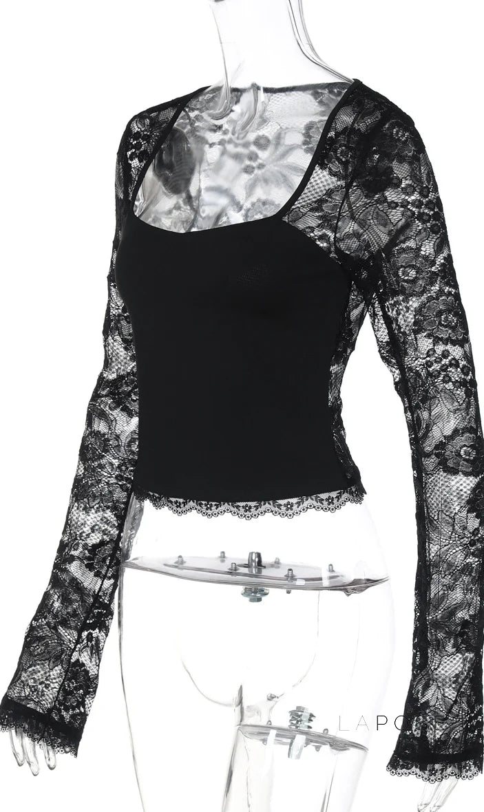 Joselynn Lace Long Sleeve Top