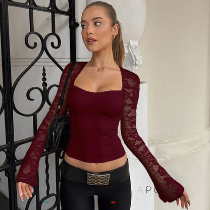 Joselynn Lace Long Sleeve Top