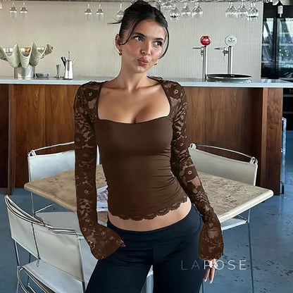 Joselynn Lace Long Sleeve Top