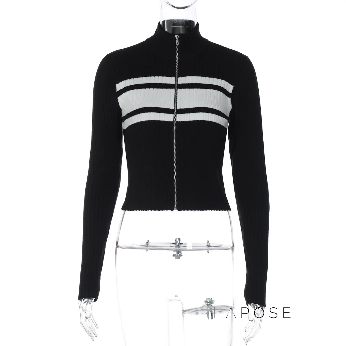 Kacy Contrast Zipper Knit Top