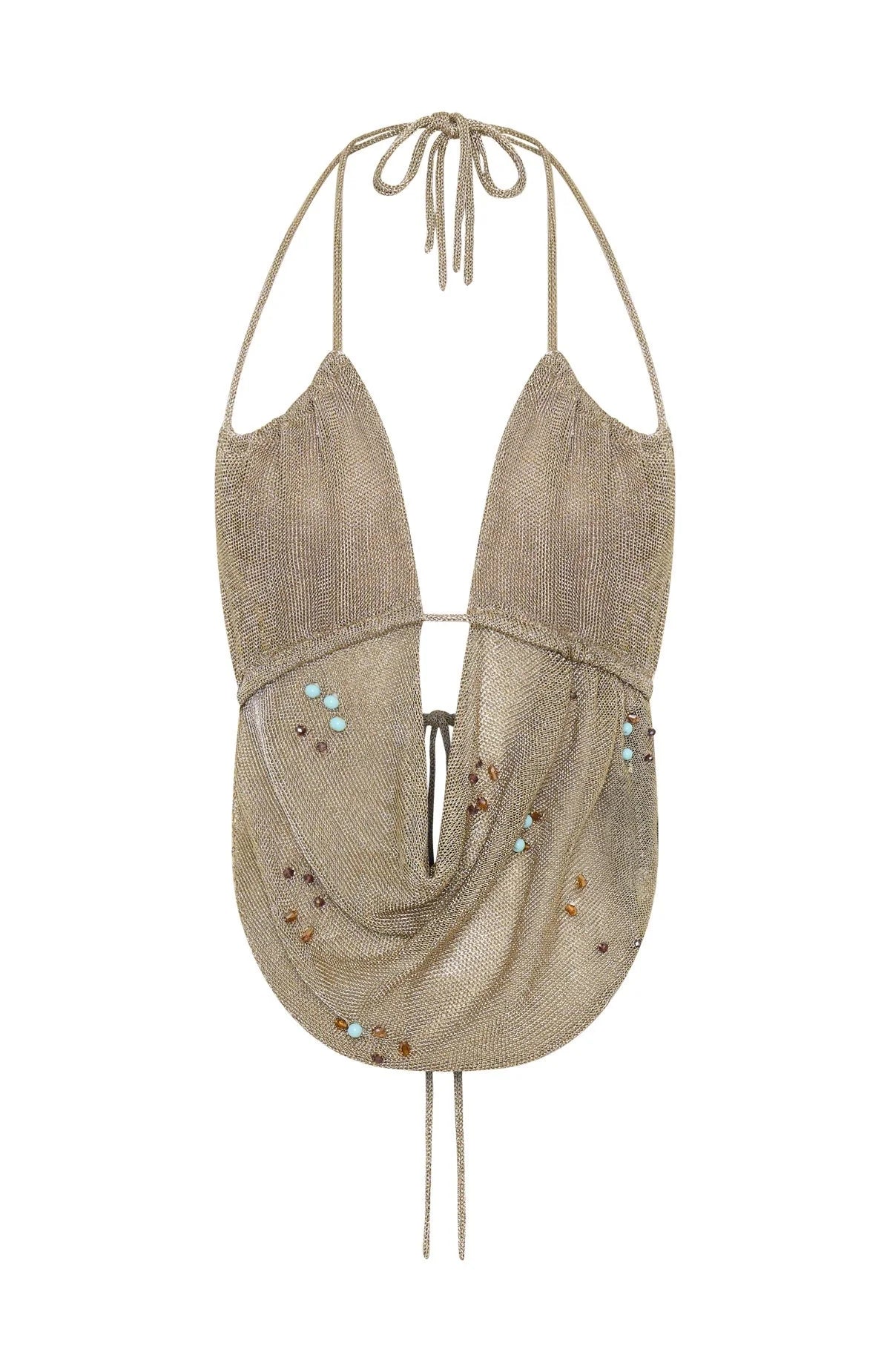 Kaleena Gold Shimmer Halter Top
