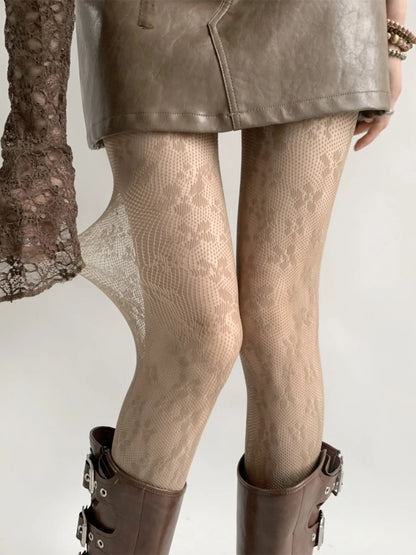 Kaleyah Sheer Lace Print Tights