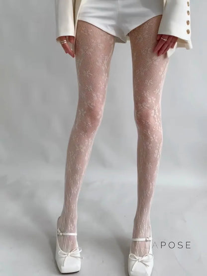 Kaleyah Sheer Lace Print Tights